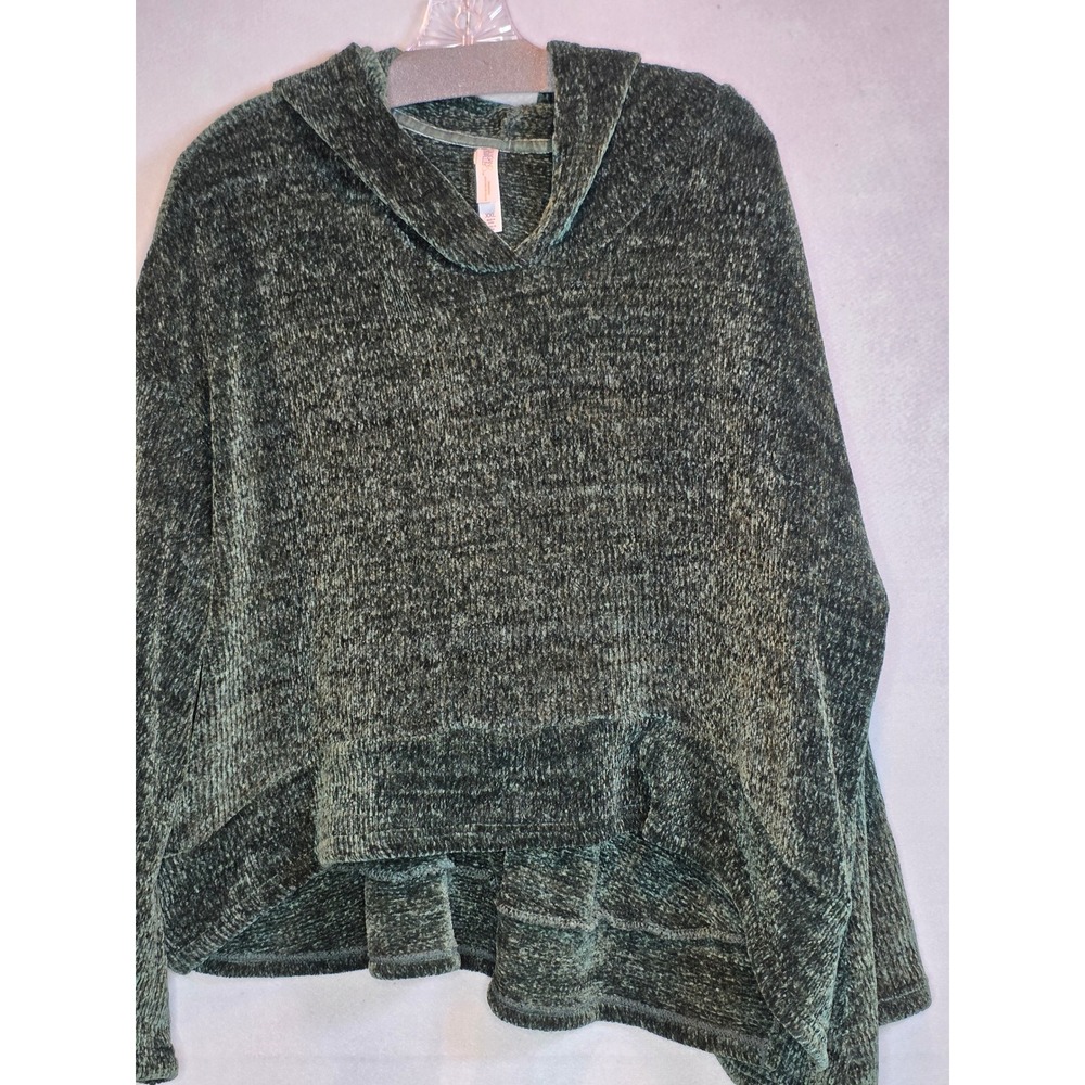 Gilligan & O'Malley Chenille Sleepwear Hoodie Green XXL Distressed Hem Pullover